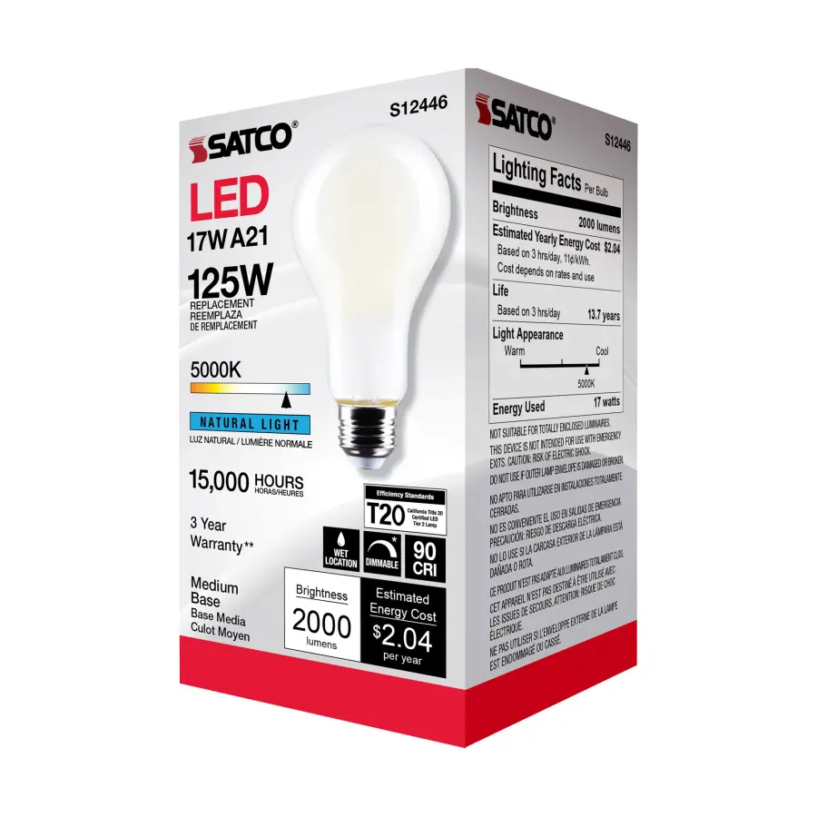 17 Watt - A21 LED - Frost Finish - Medium base - 5000K - 120 Volt - Image 8