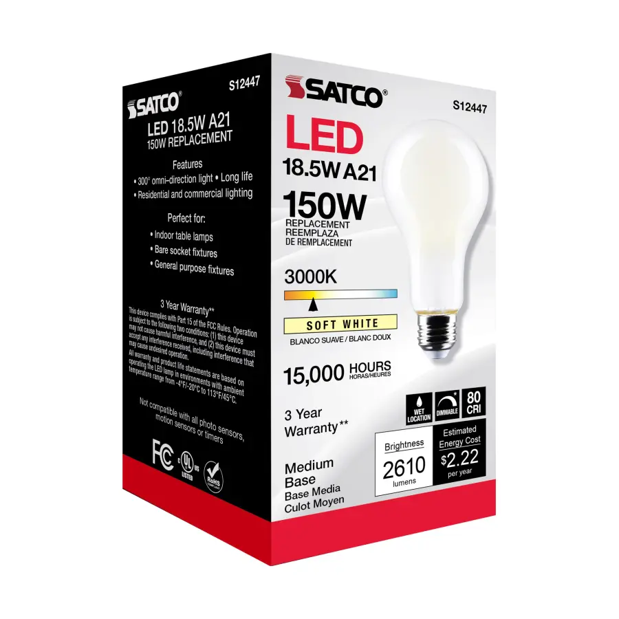 18.5 Watt - A21 LED - Frost Finish - Medium base - 3000K - 120 Volt - Image 9