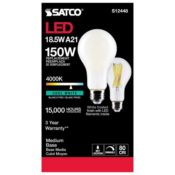 18.5 Watt - A21 LED - Frost Finish - Medium base - 4000K - 120 Volt - Image 5