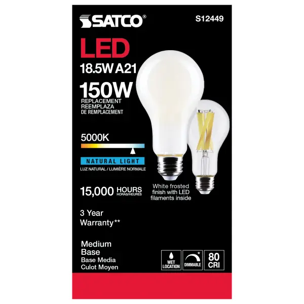 18.5 Watt - A21 LED - Frost Finish - Medium base - 5000K - 120 Volt - Image 5