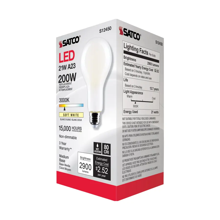 21 Watt - A23 LED - Frost Finish - Medium base - 3000K - 120 Volt - Image 6