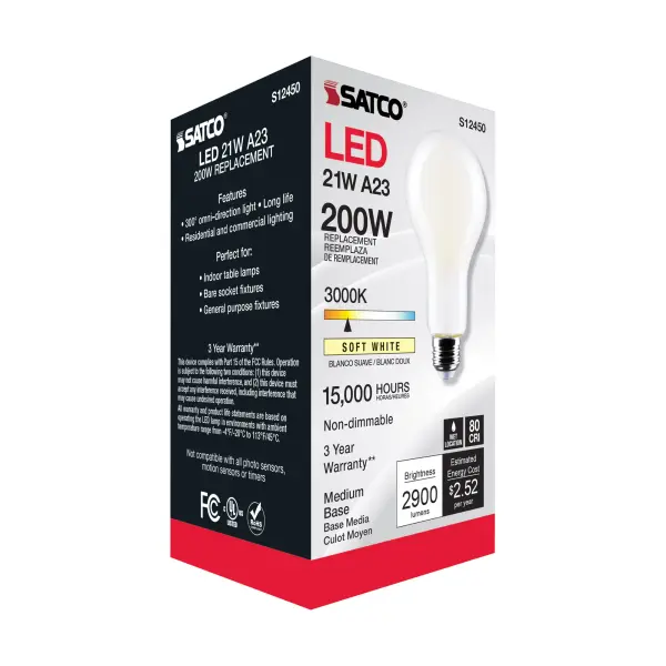 21 Watt - A23 LED - Frost Finish - Medium base - 3000K - 120 Volt - Image 7