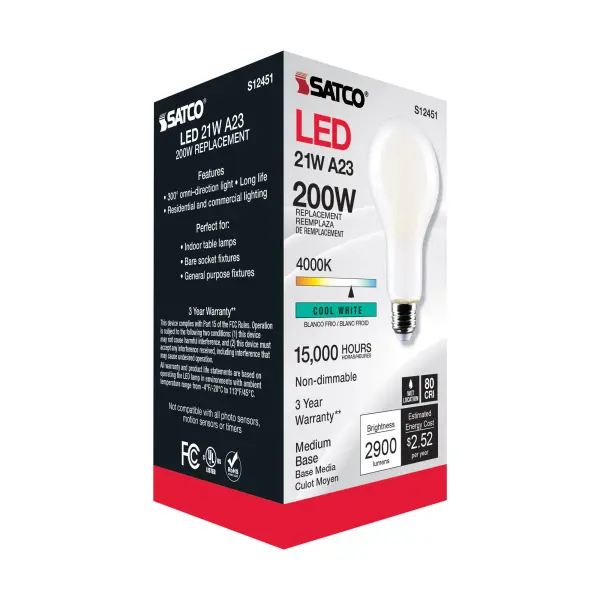 21 Watt - A23 LED - Frost Finish - Medium base - 4000K - 120 Volt - Image 7
