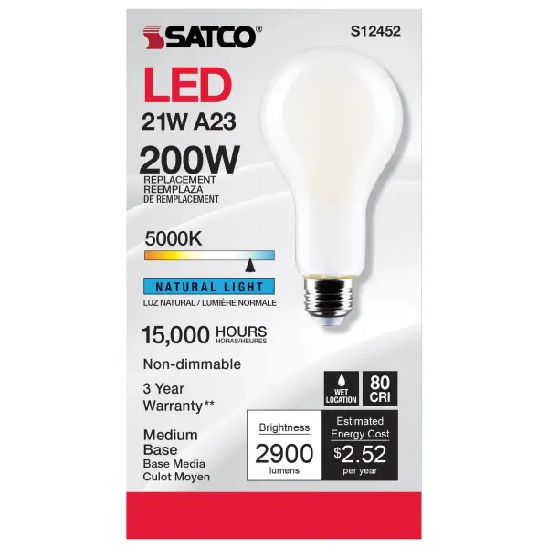 21 Watt - A23 LED - Frost Finish - Medium base - 5000K - 120 Volt - Image 4