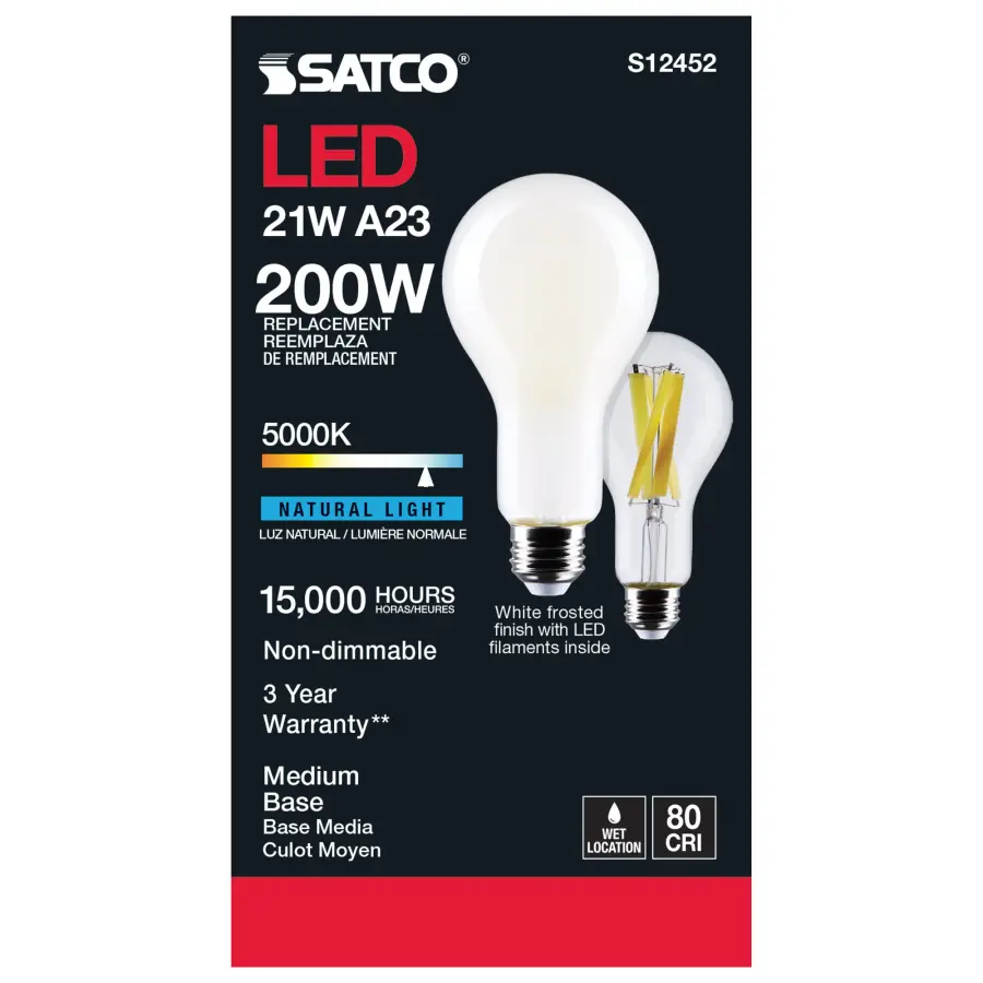 21 Watt - A23 LED - Frost Finish - Medium base - 5000K - 120 Volt - Image 5