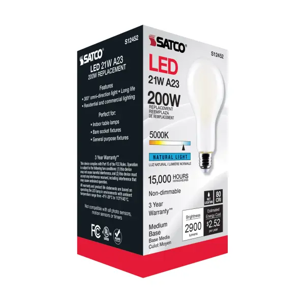 21 Watt - A23 LED - Frost Finish - Medium base - 5000K - 120 Volt - Image 7