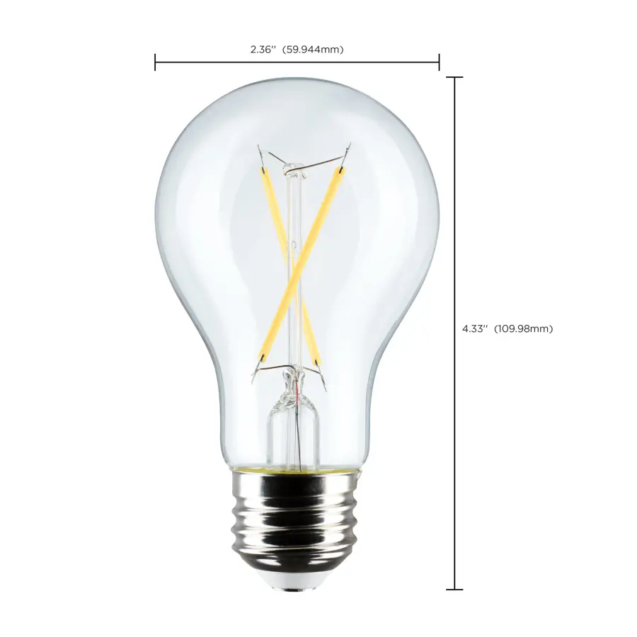 5 Watt A19 LED Filament - Clear - 2700K - Medium Base - 120 Volt - 4-Pack - Image 9