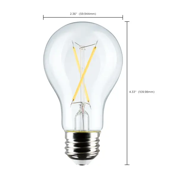 5 Watt A19 LED Filament - Clear - 3000K - Medium Base - 120 Volt - 4-Pack - Image 9