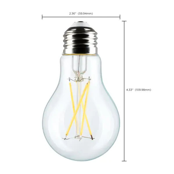 8 Watt A19 LED Filament - Clear - 2700K - Medium Base - 120 Volt - 4-Pack - Image 10