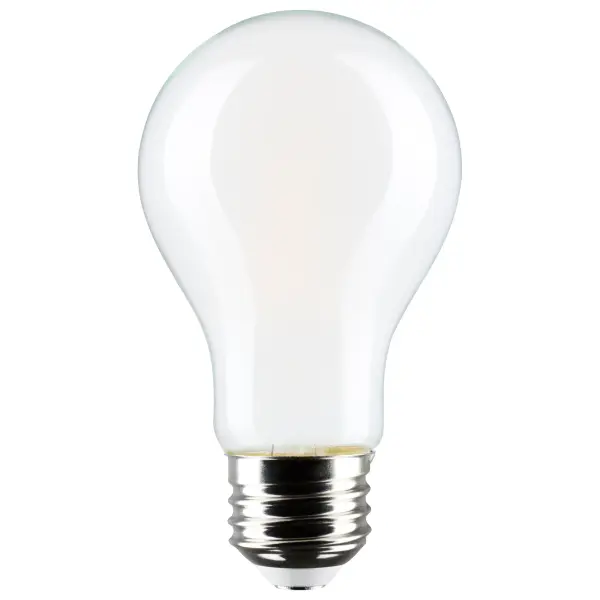 Satco's 8-watt, A19 LED bulb with a medium base is dimmable and offers soft white light with a 280 degree beam spread. Wet rated for use in kitchens and bathrooms, this soft white bulb is sold in a convenient 4-pack. Elegant and long-lasting, this soft white bulb delivers 15,000 hours of exceptional illumination.