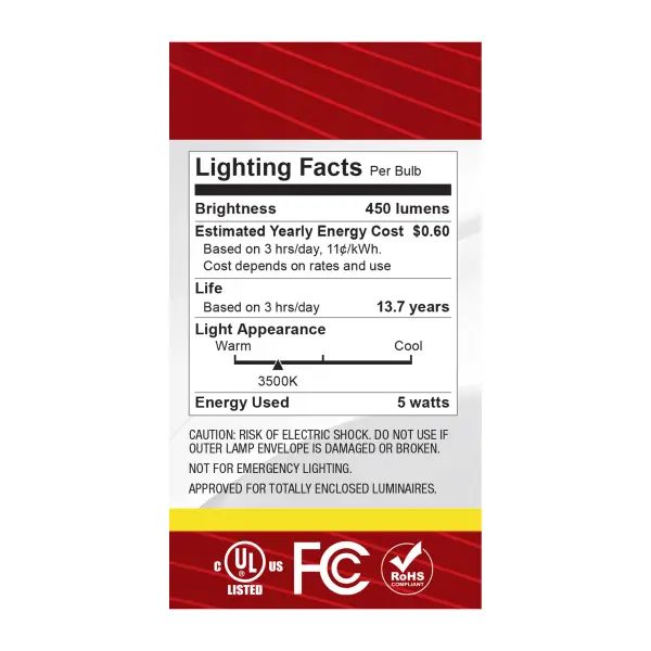 5 Watt A19 LED - Medium Base - Clear - 3500K CCT - 120 Volt - Image 6