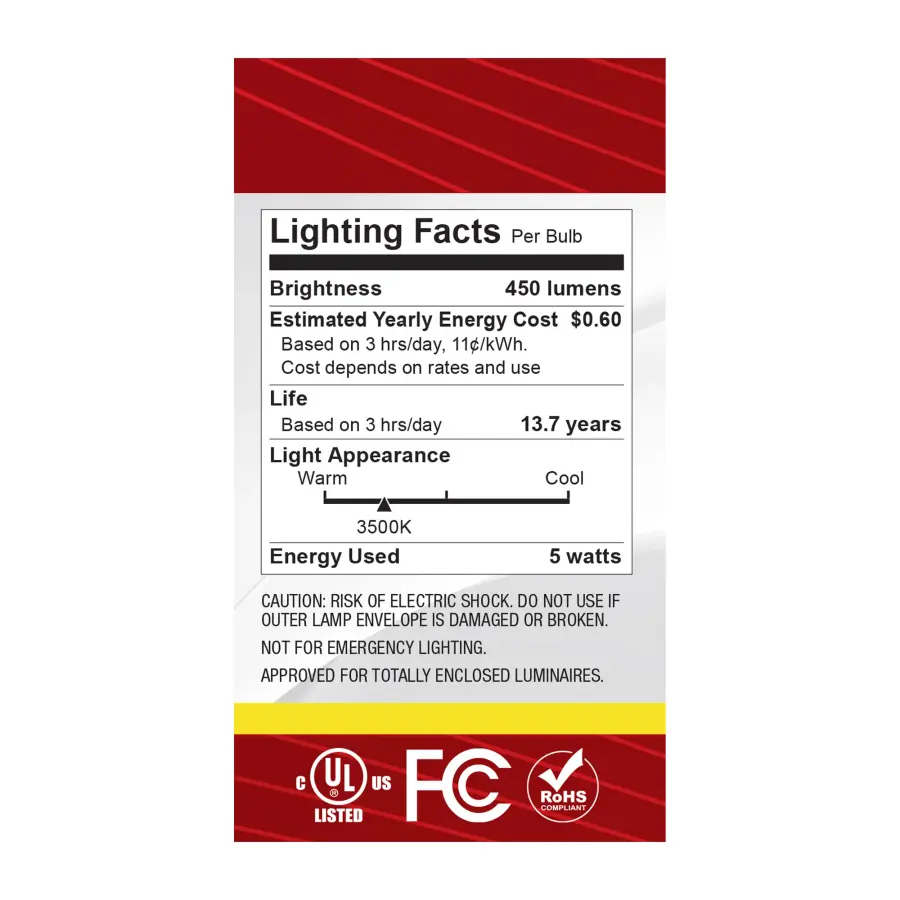 5 Watt A19 LED - Medium Base - Clear - 3500K CCT - 120 Volt - Image 6