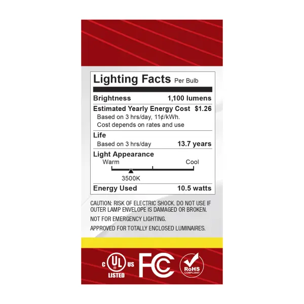 10.5 Watt A19 LED - Medium Base - Clear - 3500K CCT - 120 Volt - Image 6