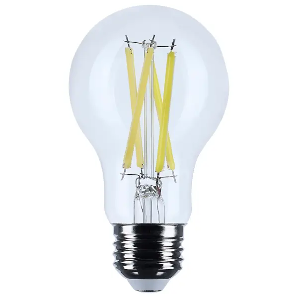Satco's 12.5-watt, A19 LED bulb with a medium base is dimmable and offers warm white light with a 300 degree beam spread. Elegant and long-lasting, this clear bulb delivers 15,000 hours of exceptional illumination.