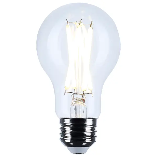 Satco's 12.5-watt, A19 LED bulb with a medium base is dimmable and offers warm white light with a 300 degree beam spread. Elegant and long-lasting, this clear bulb delivers 15,000 hours of exceptional illumination. - alternate view