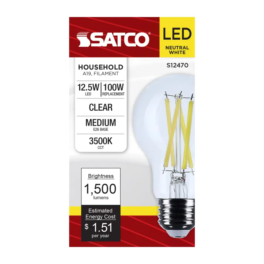 12.5 Watt A19 LED - Medium Base - Clear - 3500K CCT - 120 Volt - Image 3