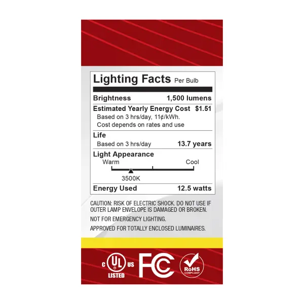 12.5 Watt A19 LED - Medium Base - Clear - 3500K CCT - 120 Volt - Image 6