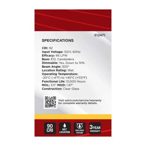 3 Watt G16.5 LED - Candelabra Base - Clear - 3000K CCT - 120 Volt - Image 5