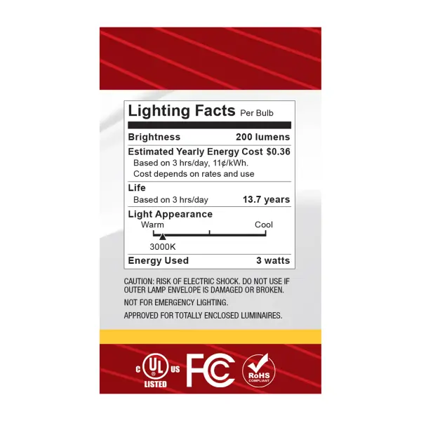 3 Watt G16.5 LED - Candelabra Base - Clear - 3000K CCT - 120 Volt - Image 6