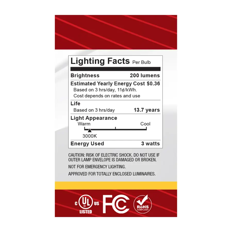 3 Watt G16.5 LED - Candelabra Base - Clear - 3000K CCT - 120 Volt - Image 6