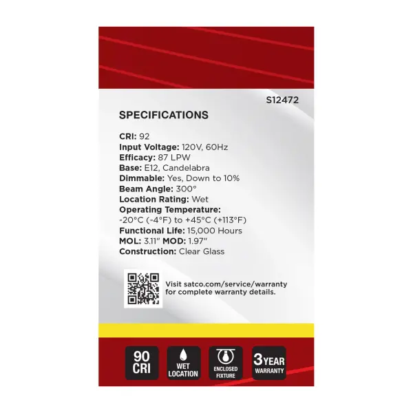 4 Watt G16.5 LED - Candelabra Base - Clear - 3500K CCT - 120 Volt - Image 4