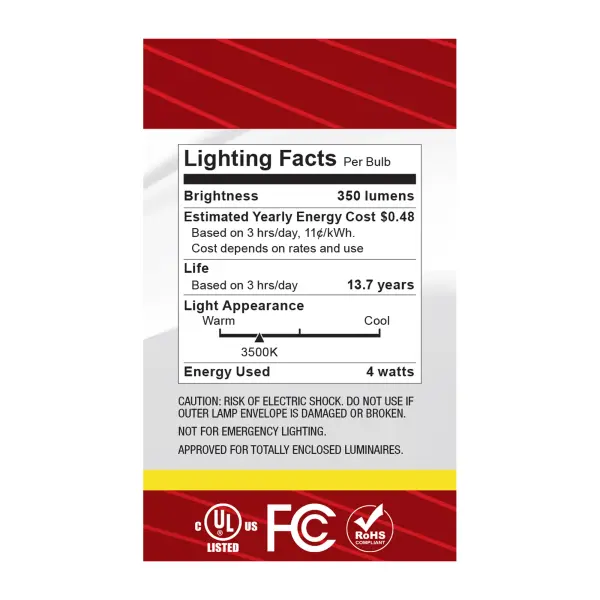 4 Watt G16.5 LED - Candelabra Base - Clear - 3500K CCT - 120 Volt - Image 5