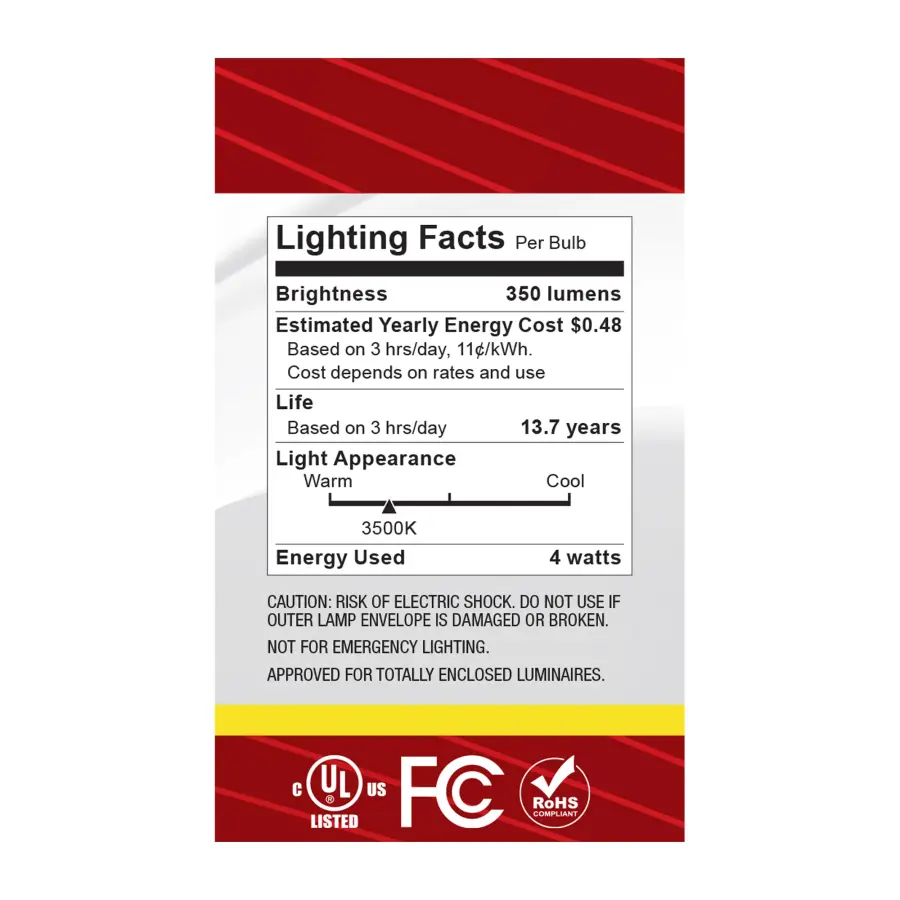 4 Watt G16.5 LED - Candelabra Base - Clear - 3500K CCT - 120 Volt - Image 5