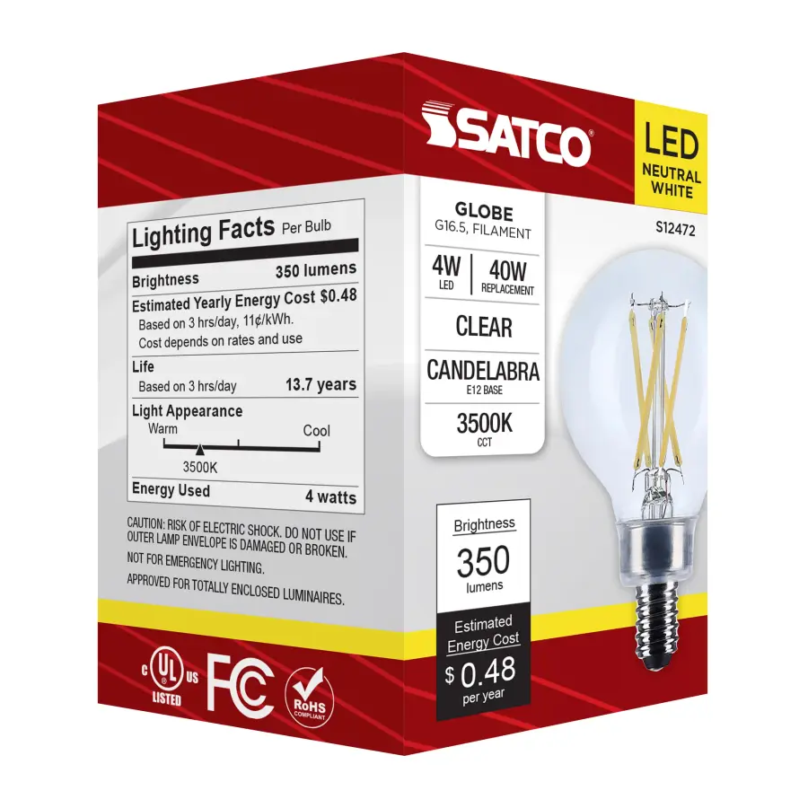 4 Watt G16.5 LED - Candelabra Base - Clear - 3500K CCT - 120 Volt - Image 6