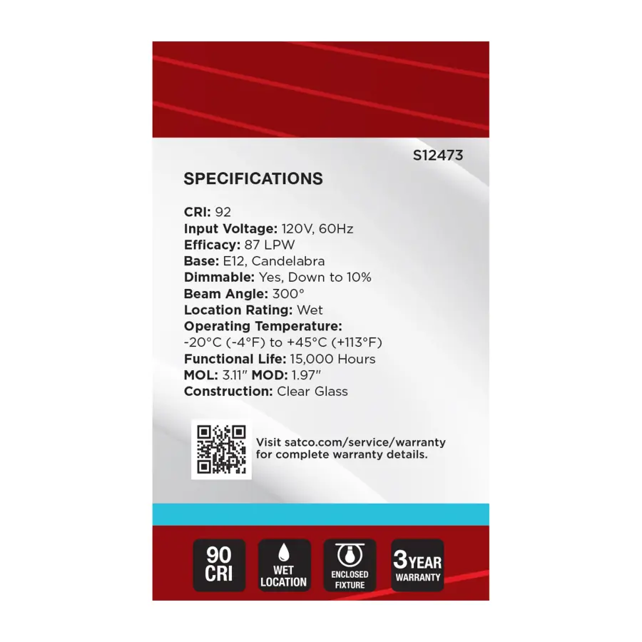 4 Watt G16.5 LED - Candelabra Base - Clear - 5000K CCT - 120 Volt - Image 4