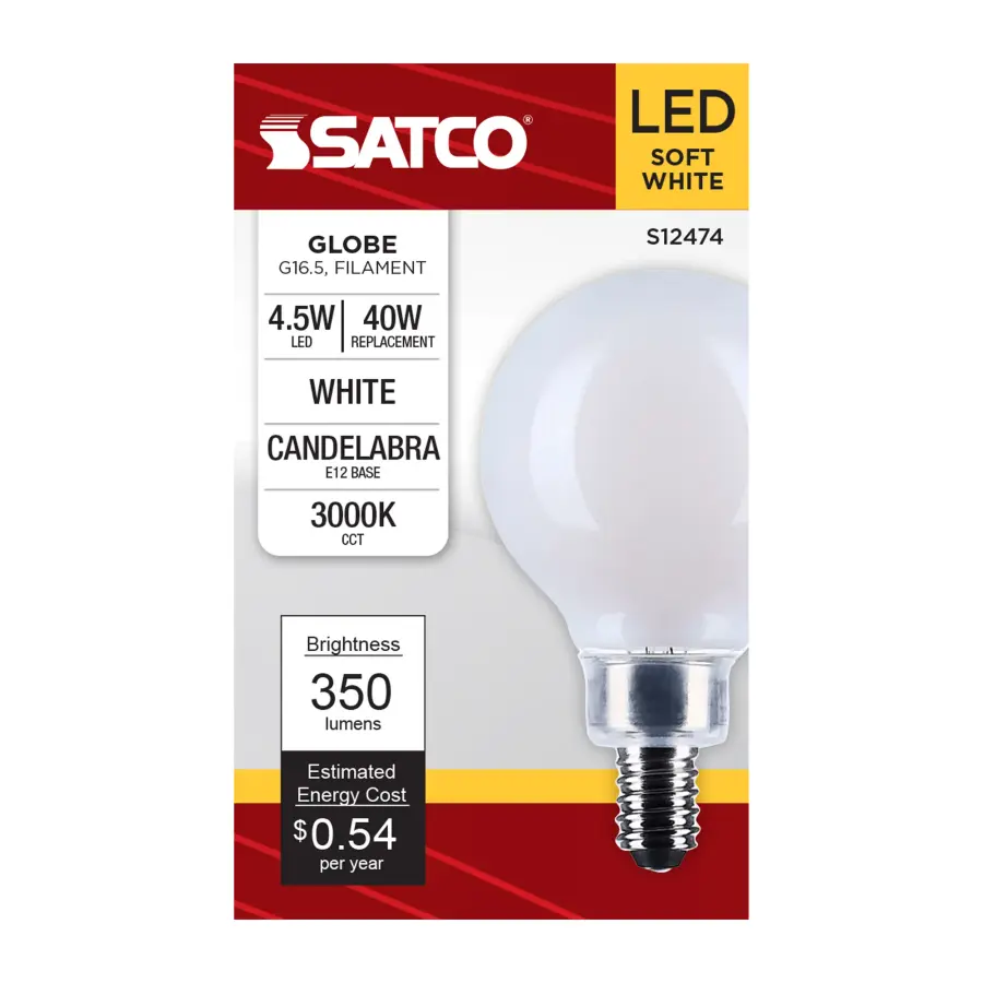 4.5 Watt G16.5 LED - Candelabra Base - White Finish - 3000K CCT - 120 Volt - Image 3