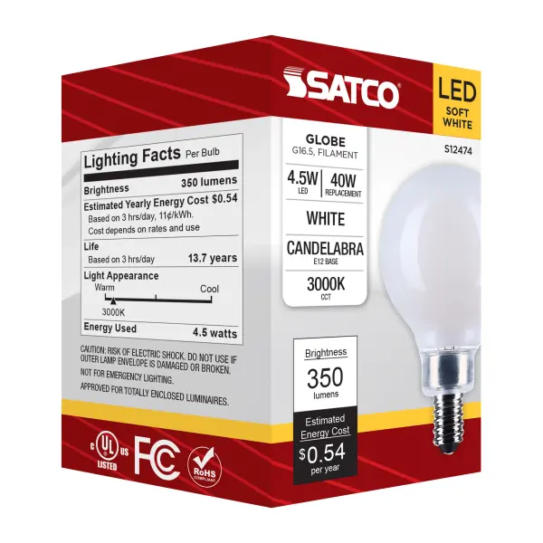 4.5 Watt G16.5 LED - Candelabra Base - White Finish - 3000K CCT - 120 Volt - Image 7
