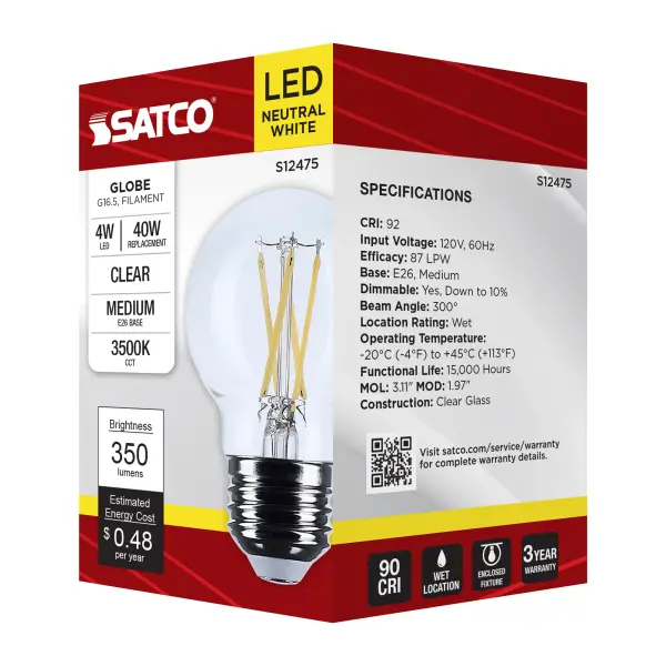 4 Watt G16.5 LED - Medium Base - Clear - 3500K CCT - 120 Volt - Image 8