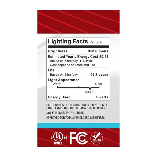 4 Watt G16.5 LED - Medium Base - Clear - 5000K CCT - 120 Volt - Image 6