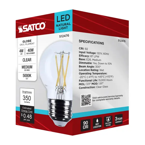 4 Watt G16.5 LED - Medium Base - Clear - 5000K CCT - 120 Volt - Image 8