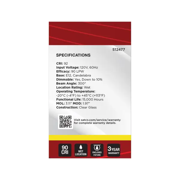 5.5 Watt G16.5 LED - Candelabra Base - Clear - 3500K CCT - 120 Volt - Image 6