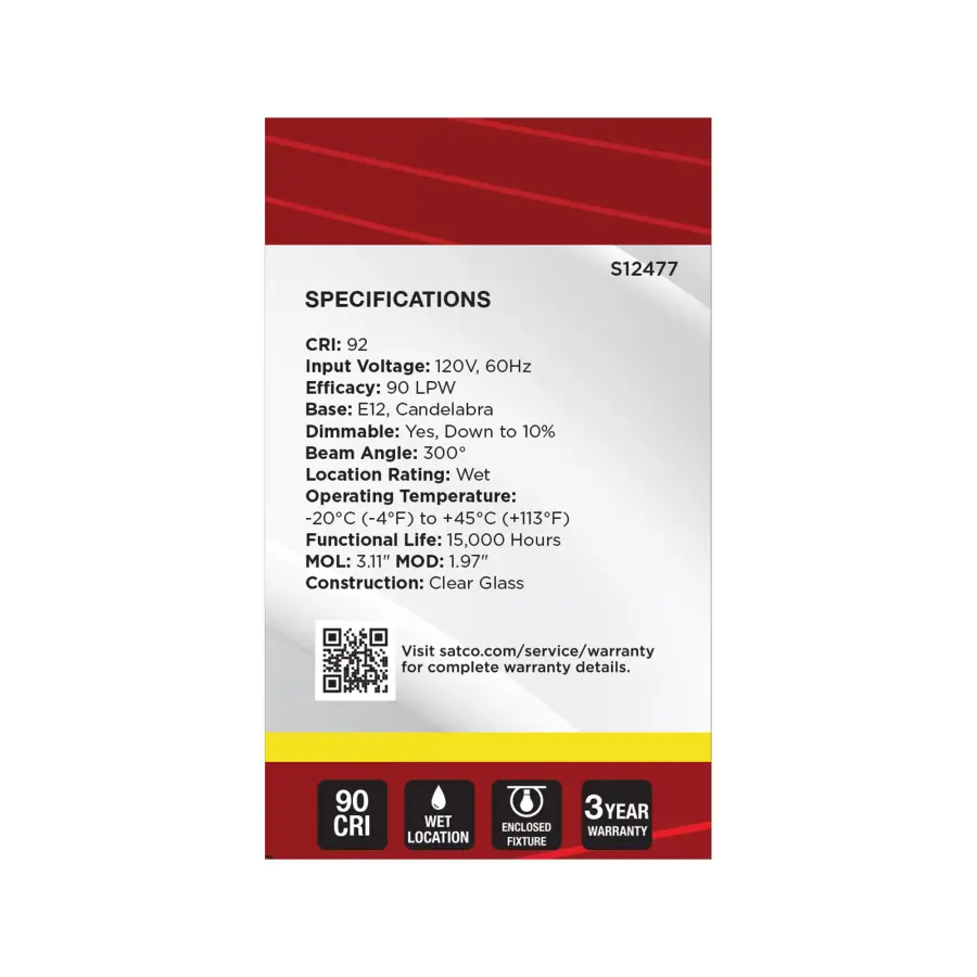 5.5 Watt G16.5 LED - Candelabra Base - Clear - 3500K CCT - 120 Volt - Image 6