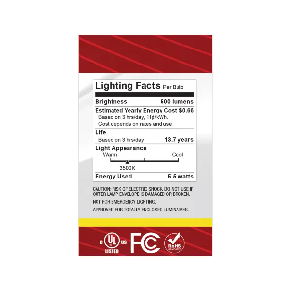 5.5 Watt G16.5 LED - Candelabra Base - Clear - 3500K CCT - 120 Volt - Image 7