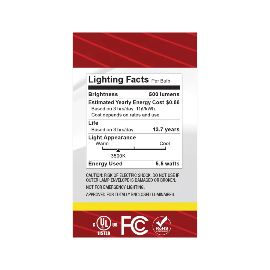 5.5 Watt G16.5 LED - Candelabra Base - Clear - 3500K CCT - 120 Volt - Image 7