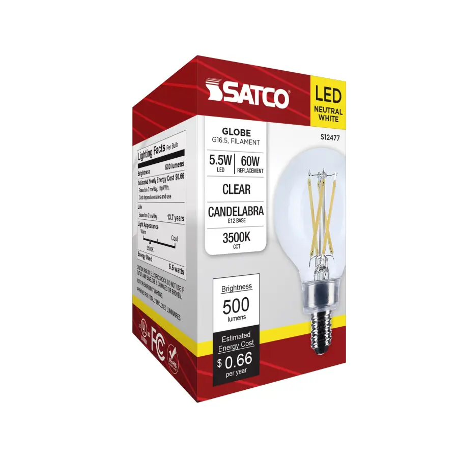 5.5 Watt G16.5 LED - Candelabra Base - Clear - 3500K CCT - 120 Volt - Image 10