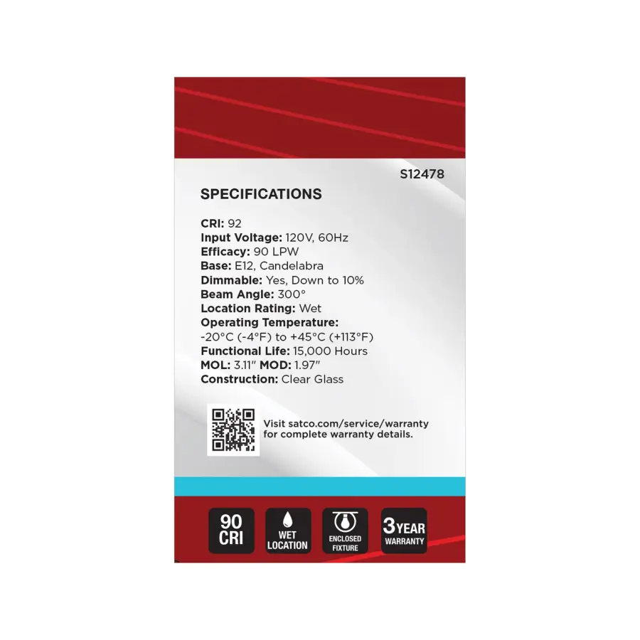 5.5 Watt G16.5 LED - Candelabra Base - Clear - 5000K CCT - 120 Volt - Image 5