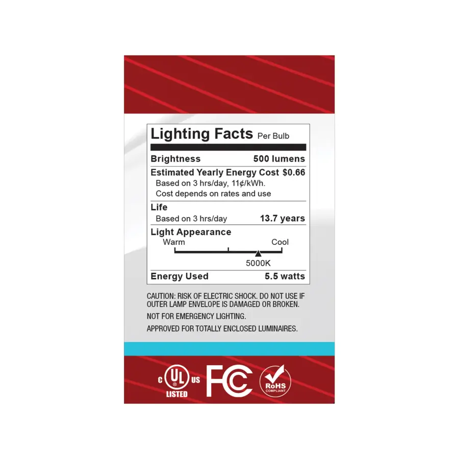 5.5 Watt G16.5 LED - Candelabra Base - Clear - 5000K CCT - 120 Volt - Image 6