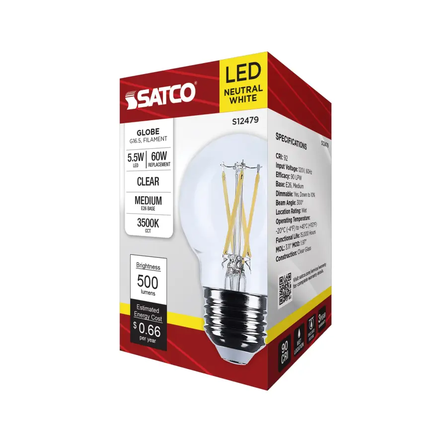 5.5 Watt G16.5 LED - Medium Base - Clear - 3500K CCT - 120 Volt - Image 8
