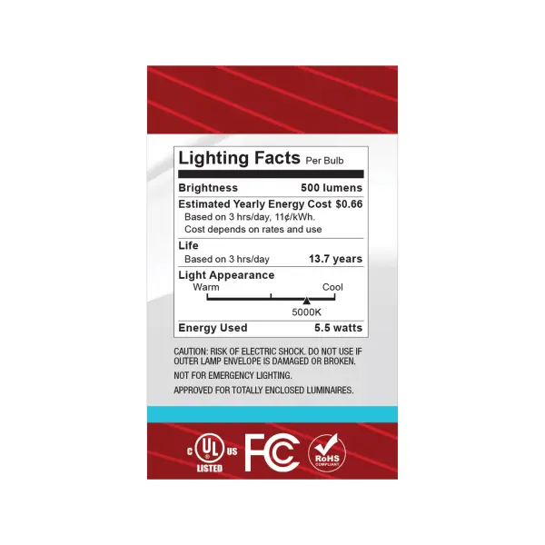 5.5 Watt G16.5 LED - Medium Base - Clear - 5000K CCT - 120 Volt - Image 6