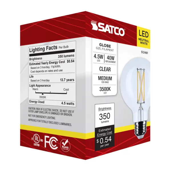 4.5 Watt G25 LED - Medium Base - Clear - 3500K CCT - 120 Volt - Image 7