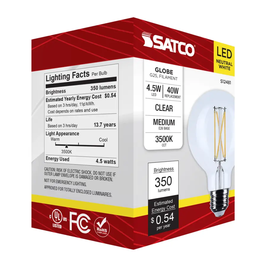 4.5 Watt G25 LED - Medium Base - Clear - 3500K CCT - 120 Volt - Image 7