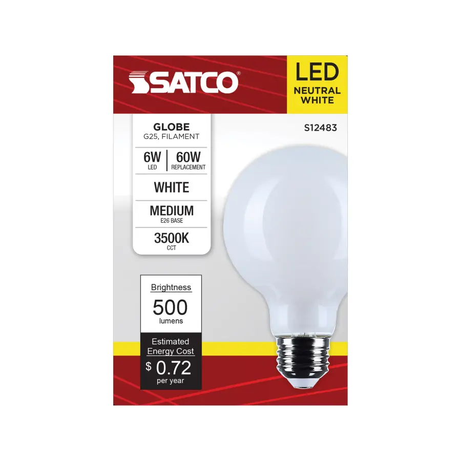 6 Watt G25 LED - Medium Base - White Finish - 3500K CCT - 120 Volt - Image 3