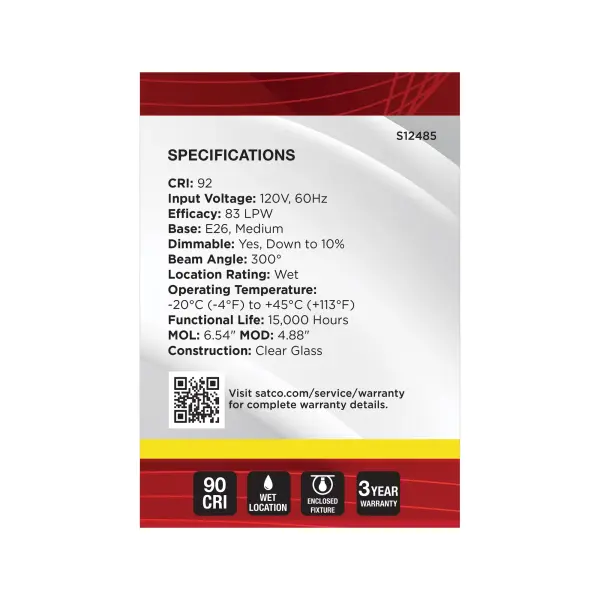 6 Watt G40 LED - Medium Base - Clear - 3500K CCT - 120 Volt - Image 4