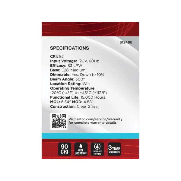 6 Watt G40 LED - Medium Base - Clear - 5000K CCT - 120 Volt - Image 4