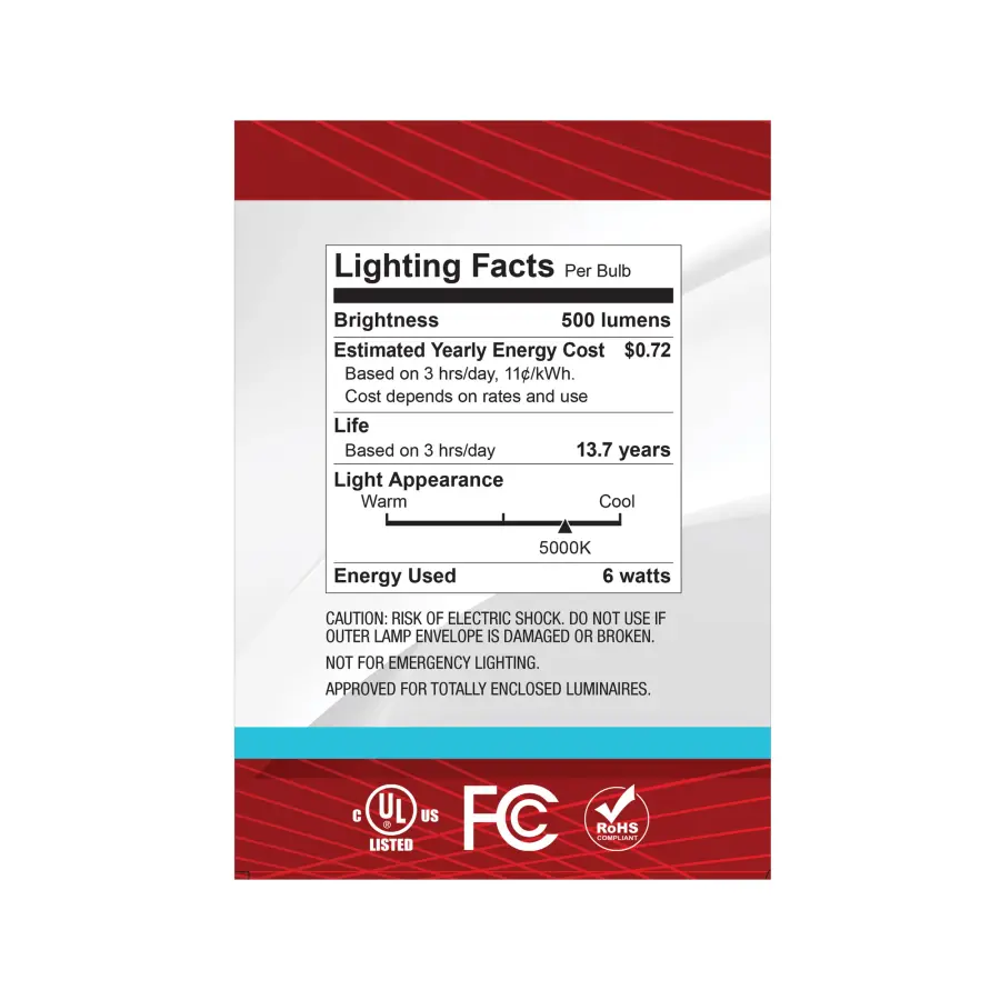 6 Watt G40 LED - Medium Base - Clear - 5000K CCT - 120 Volt - Image 5