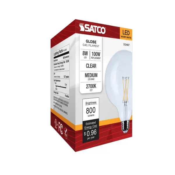 8 Watt G40 LED - Medium Base - Clear - 2700K CCT - 120 Volt - Image 6
